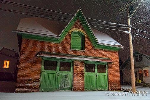 Old Garage In Snowfall_04431-3.jpg - Photographed at Smiths Falls, Ontario, Canada.